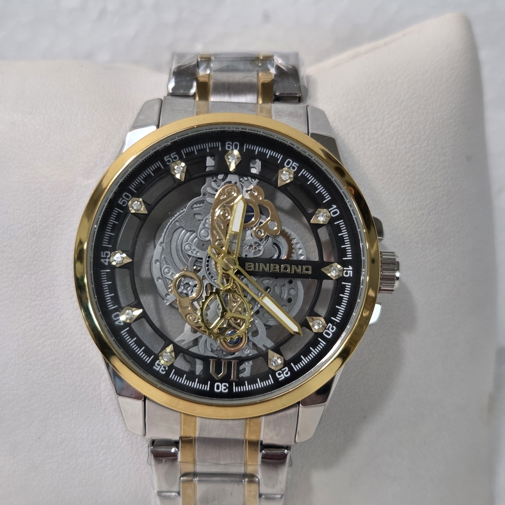 Binbond Gold and Silver Skeleton Watch